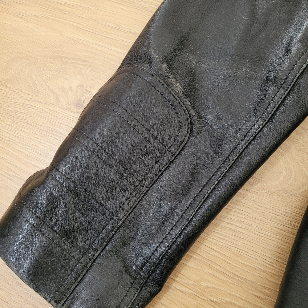 100% Genuine Leather Moto Biker Jacket Black Large - Picture 14 of 15